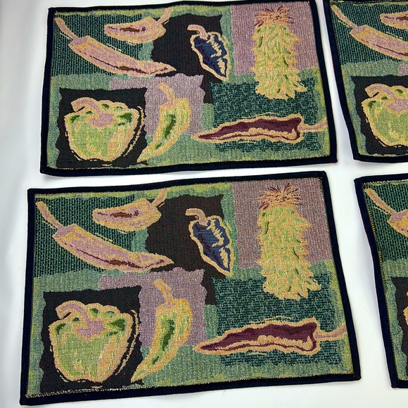 Set of 4 Pepper Embroidered Place Mats. Used for decoration only. 19”L x 12.5W. - Picture 5 of 8
